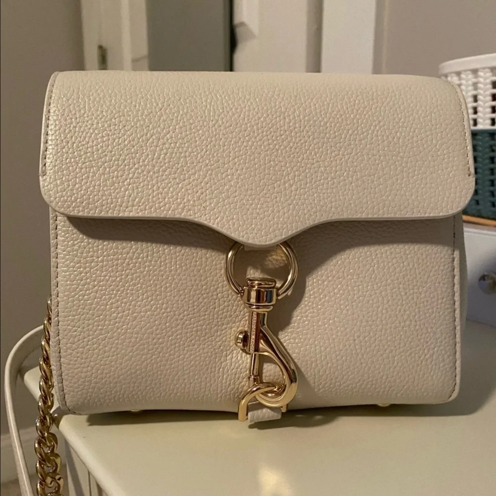 Rebecca Minkoff White Leather Mini Crossbody with Gold Hardware